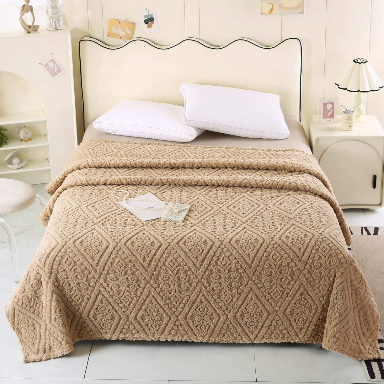 巴木赫 2025新款如意阁塔芙绒毯子毛毯 卡其