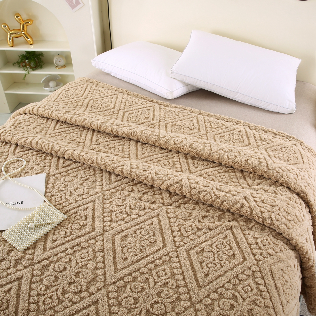 91家纺网 家纺一手货源 找家纺 巴木赫 2025新款如意阁塔芙绒毯子毛毯 卡其