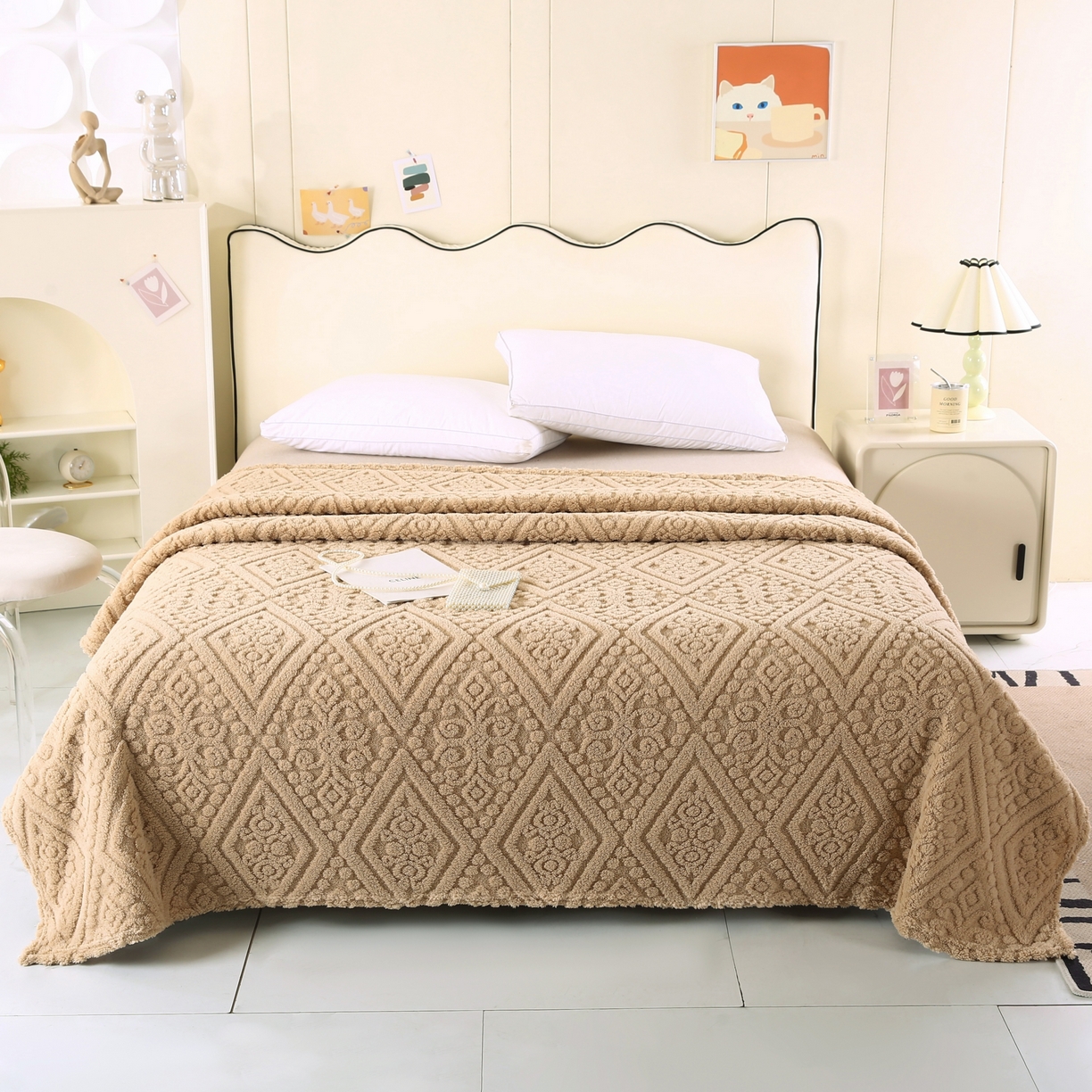 91家纺网 家纺一手货源 找家纺 巴木赫 2025新款如意阁塔芙绒毯子毛毯 卡其