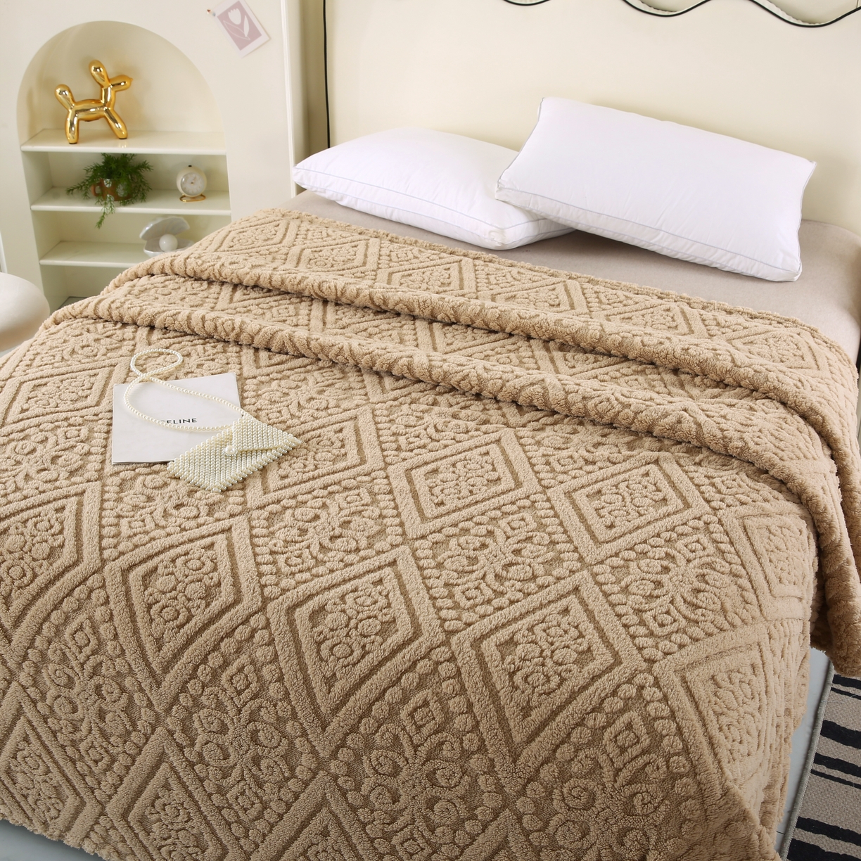 91家纺网 家纺一手货源 找家纺 巴木赫 2025新款如意阁塔芙绒毯子毛毯 卡其