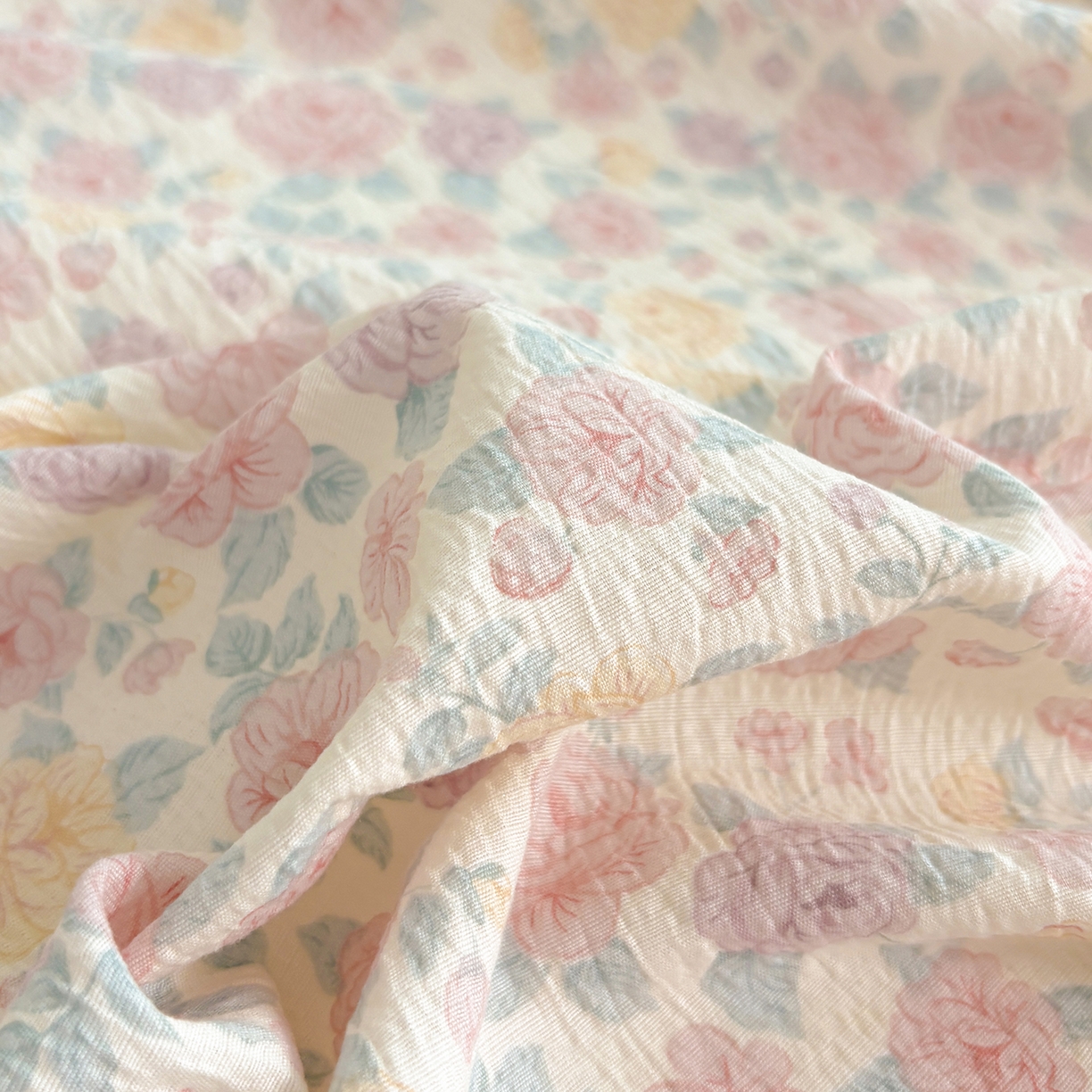 91家纺网 家纺一手货源 找家纺 青泽家纺 2025新款双层纱床单单品床单单件单床单 半岛红茶