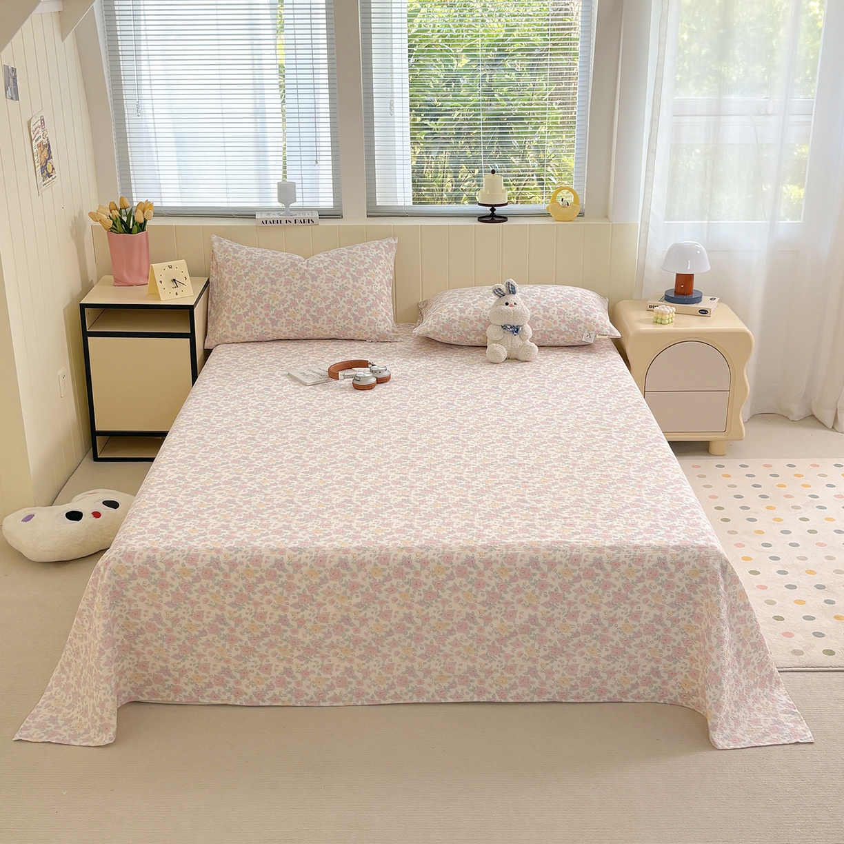 91家纺网 家纺一手货源 找家纺 青泽家纺 2025新款双层纱床单单品床单单件单床单 半岛红茶