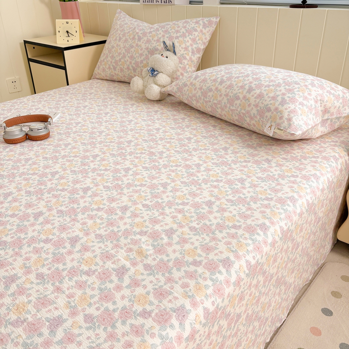 91家纺网 家纺一手货源 找家纺 青泽家纺 2025新款双层纱床单单品床单单件单床单 半岛红茶