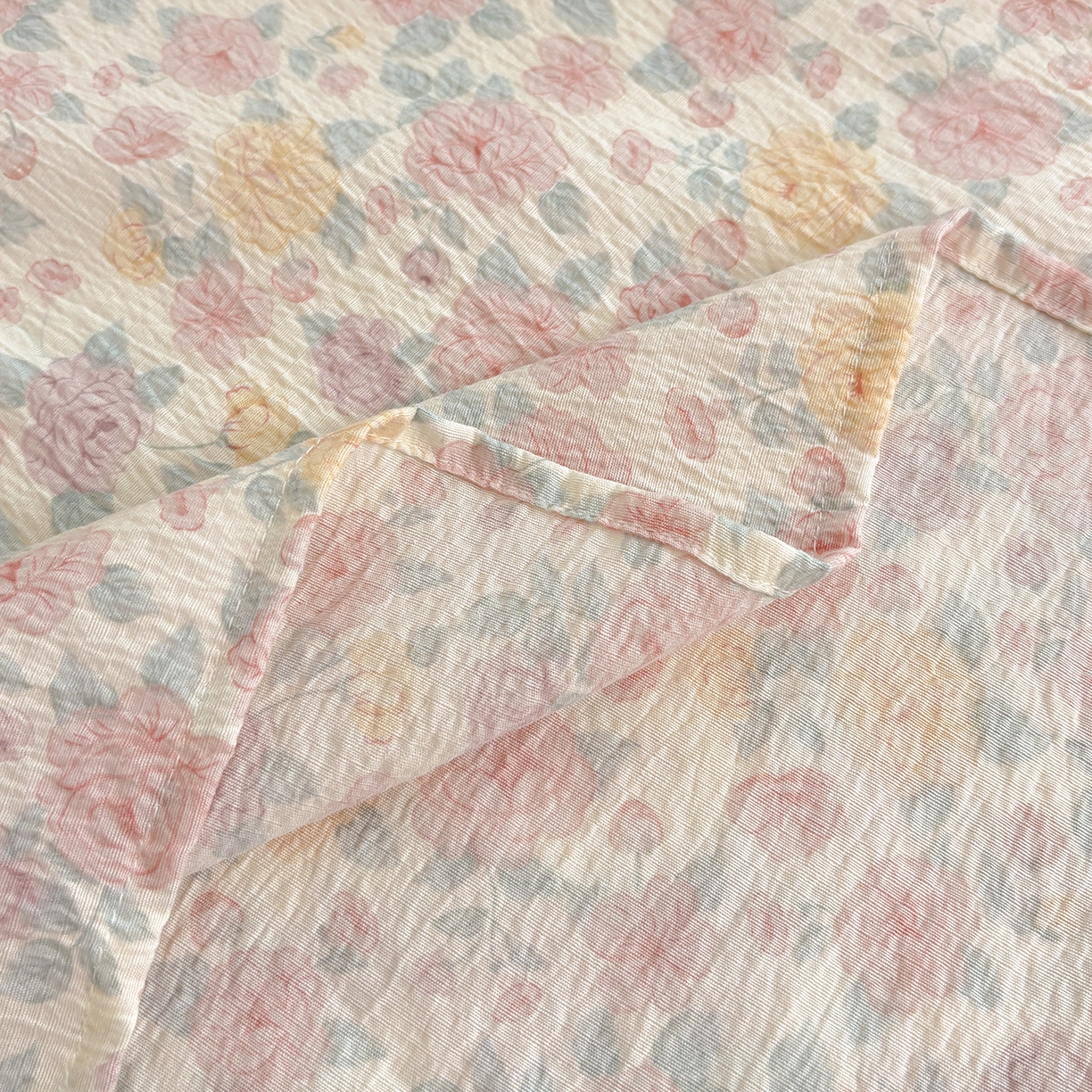 91家纺网 家纺一手货源 找家纺 青泽家纺 2025新款双层纱床单单品床单单件单床单 半岛红茶