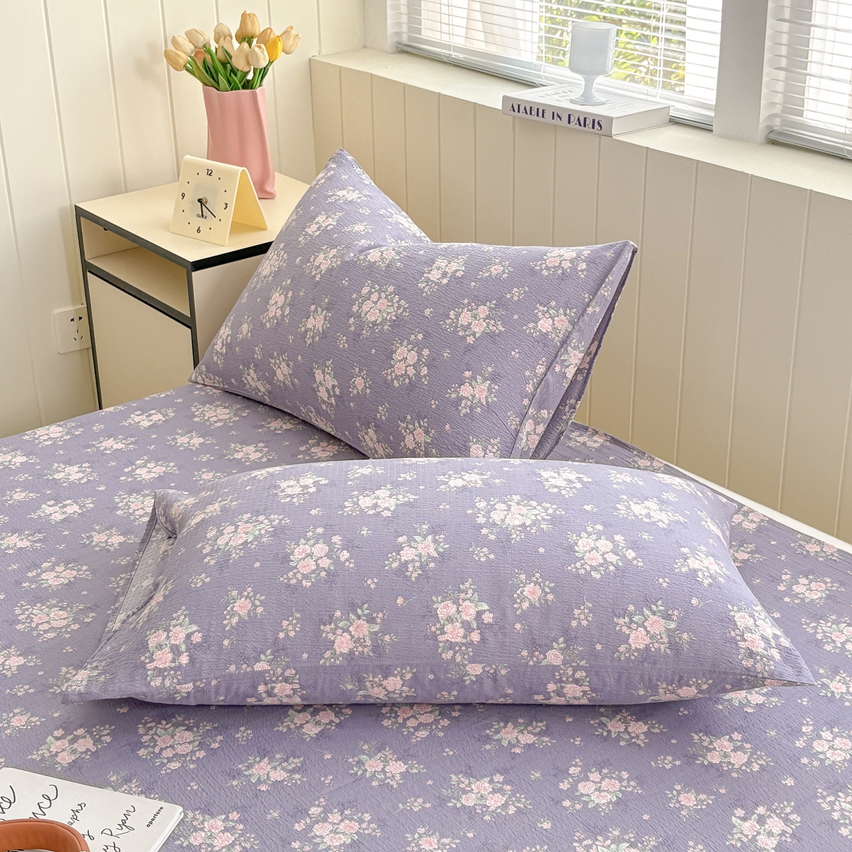 91家纺网 家纺一手货源 找家纺 青泽家纺 2025新款双层纱床单单品床单单件单床单 豆蔻年华