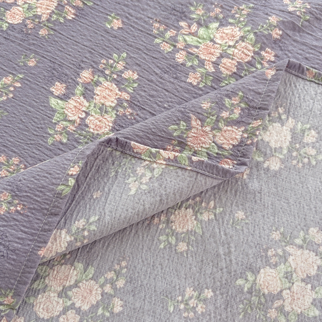 91家纺网 家纺一手货源 找家纺 青泽家纺 2025新款双层纱床单单品床单单件单床单 豆蔻年华