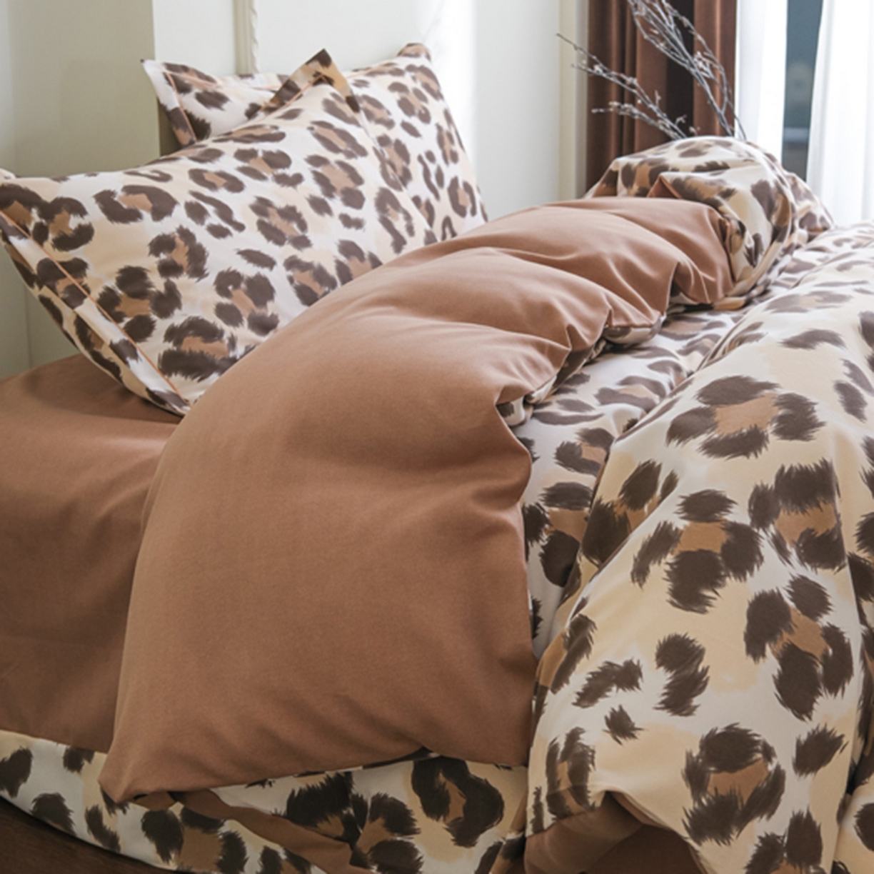 91家纺网 家纺一手货源 找家纺 慕绸家纺（原萌宝老粗布厂家） 2025秋冬新款加厚纯棉磨毛印花四件套 豹纹