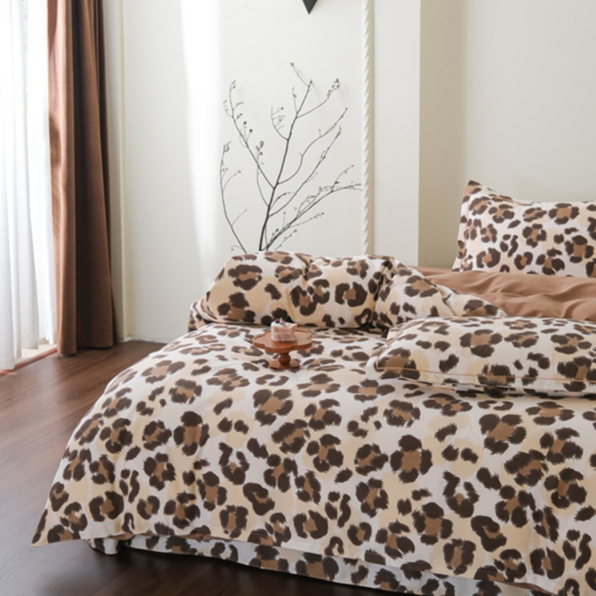 91家纺网 家纺一手货源 找家纺 慕绸家纺（原萌宝老粗布厂家） 2025秋冬新款加厚纯棉磨毛印花四件套 豹纹