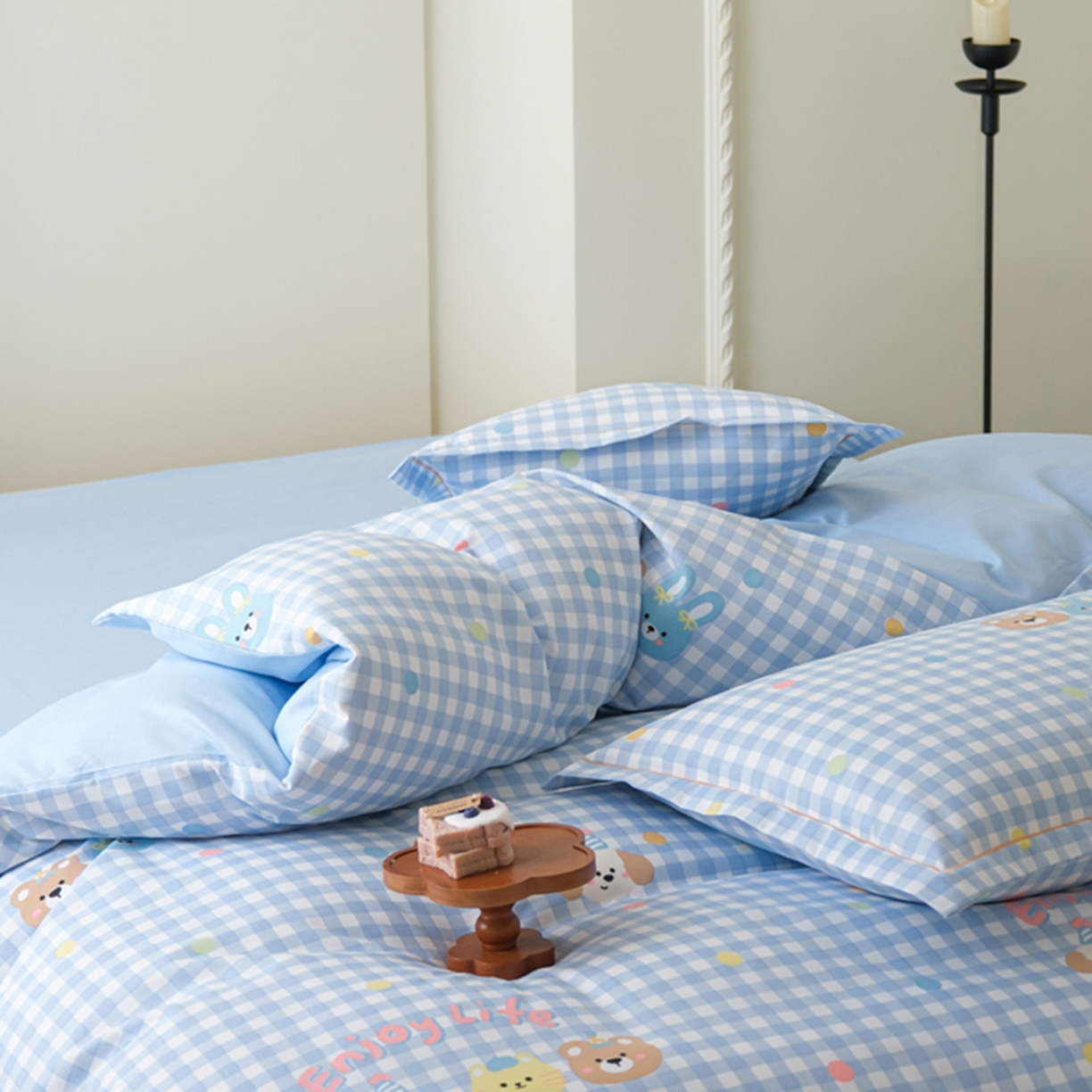 91家纺网 家纺一手货源 找家纺 慕绸家纺（原萌宝老粗布厂家） 2025秋冬新款加厚纯棉磨毛印花四件套 多巴胺