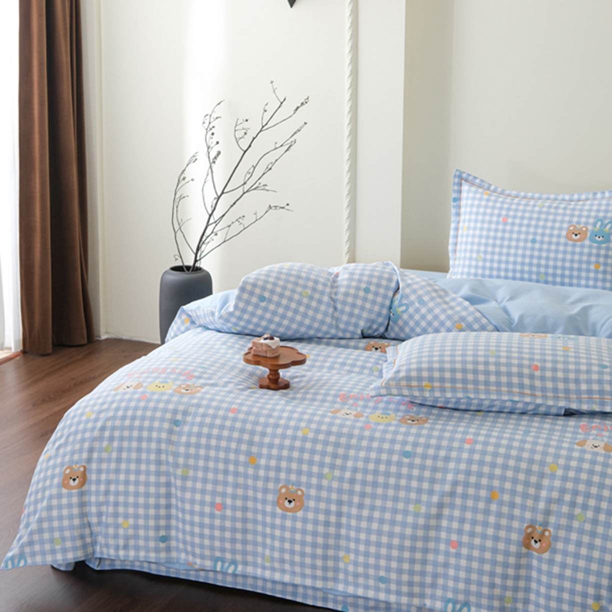 91家纺网 家纺一手货源 找家纺 慕绸家纺（原萌宝老粗布厂家） 2025秋冬新款加厚纯棉磨毛印花四件套 多巴胺