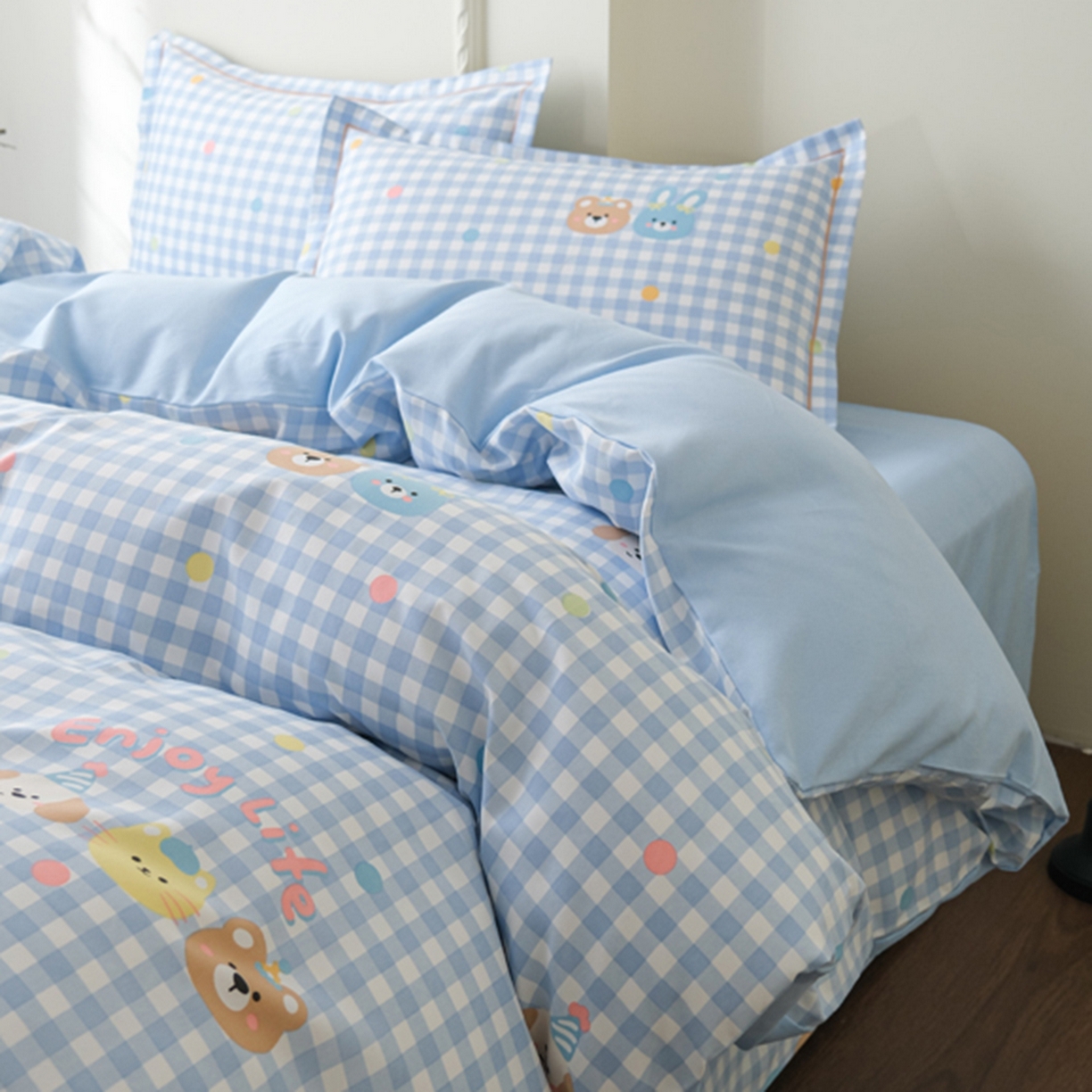 91家纺网 家纺一手货源 找家纺 慕绸家纺（原萌宝老粗布厂家） 2025秋冬新款加厚纯棉磨毛印花四件套 多巴胺