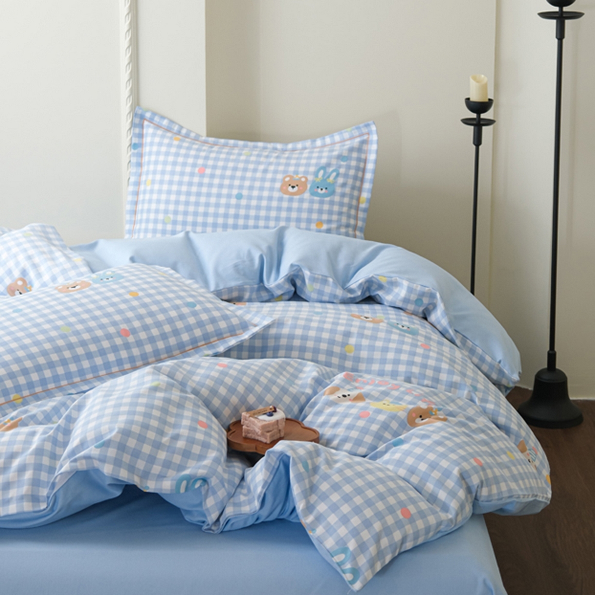 91家纺网 家纺一手货源 找家纺 慕绸家纺（原萌宝老粗布厂家） 2025秋冬新款加厚纯棉磨毛印花四件套 多巴胺