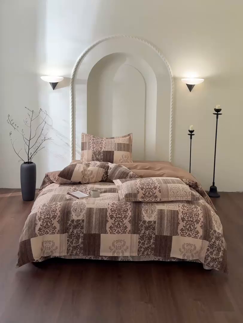 91家纺网 家纺一手货源 找家纺 慕绸家纺（原萌宝老粗布厂家） 2025秋冬新款加厚纯棉磨毛印花四件套 格拉芙