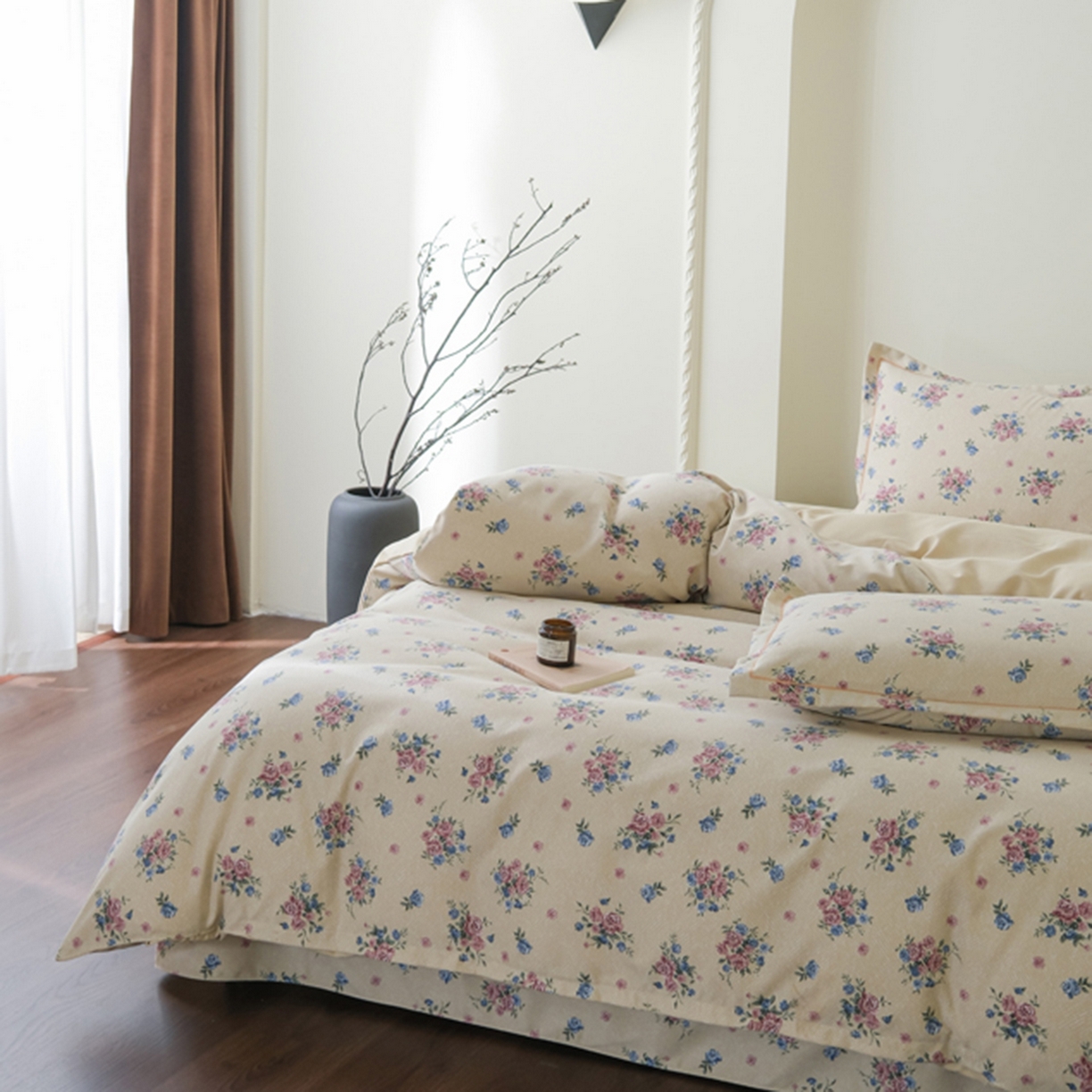 91家纺网 家纺一手货源 找家纺 慕绸家纺（原萌宝老粗布厂家） 2025秋冬新款加厚纯棉磨毛印花四件套 花满城