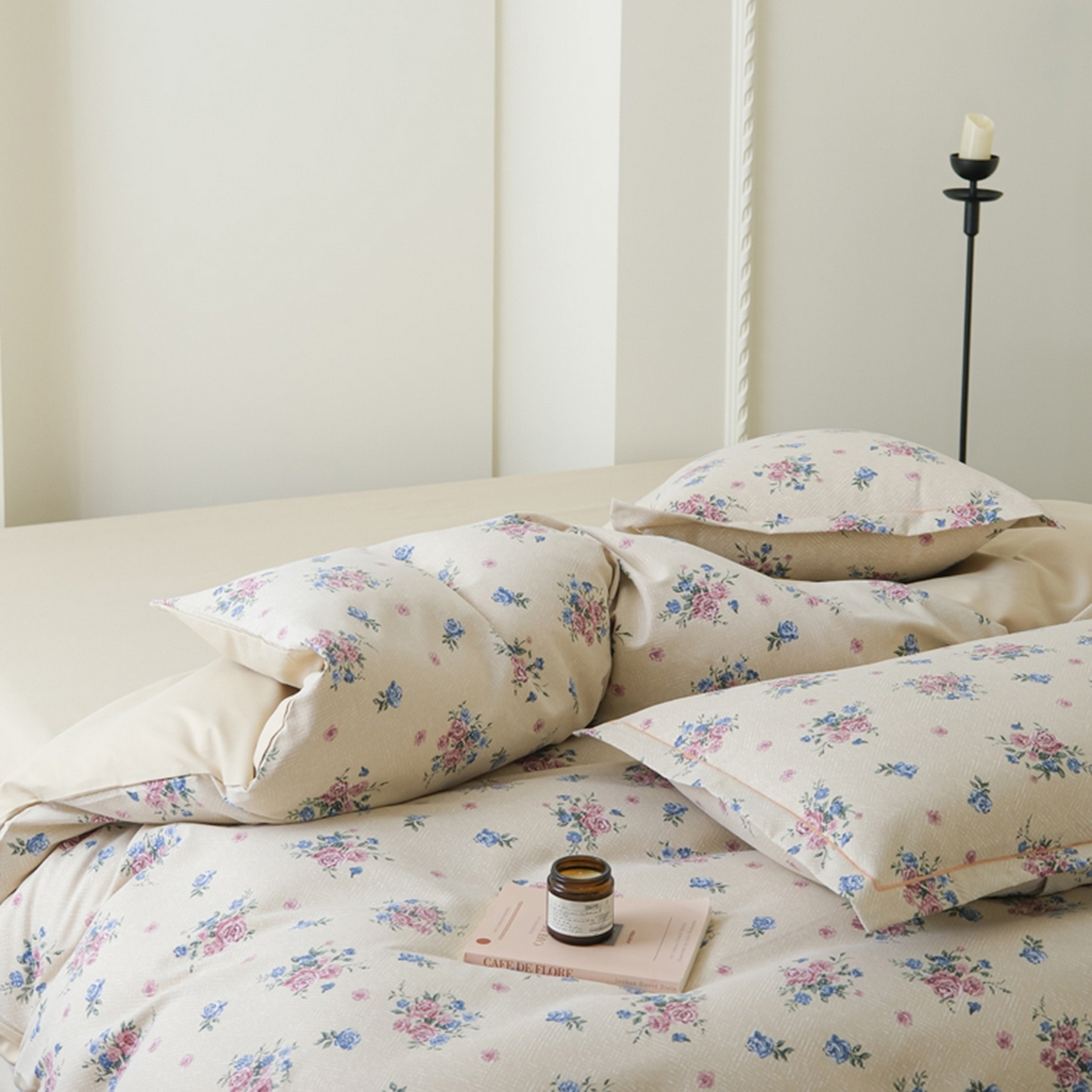 91家纺网 家纺一手货源 找家纺 慕绸家纺（原萌宝老粗布厂家） 2025秋冬新款加厚纯棉磨毛印花四件套 花满城