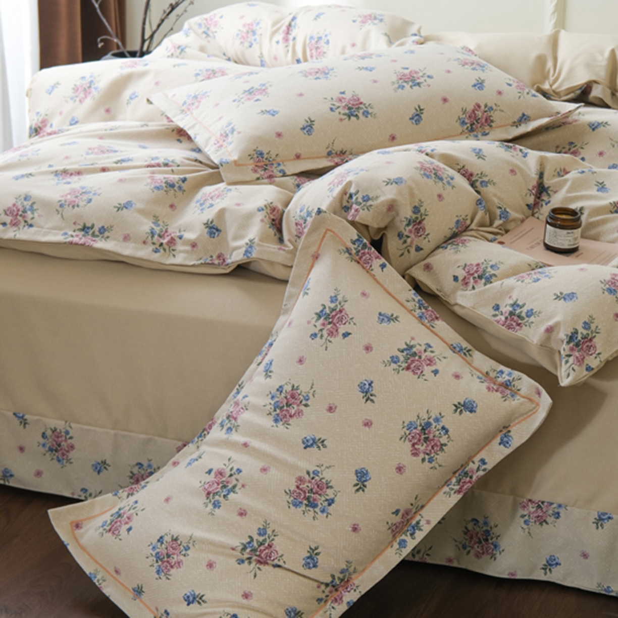 91家纺网 家纺一手货源 找家纺 慕绸家纺（原萌宝老粗布厂家） 2025秋冬新款加厚纯棉磨毛印花四件套 花满城