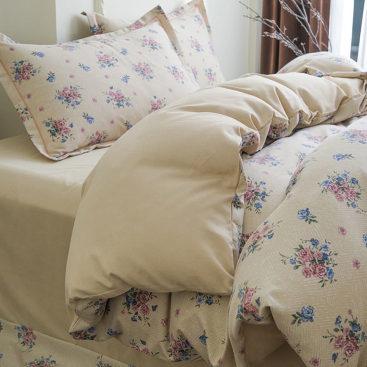 91家纺网 家纺一手货源 找家纺 慕绸家纺（原萌宝老粗布厂家） 2025秋冬新款加厚纯棉磨毛印花四件套 花满城