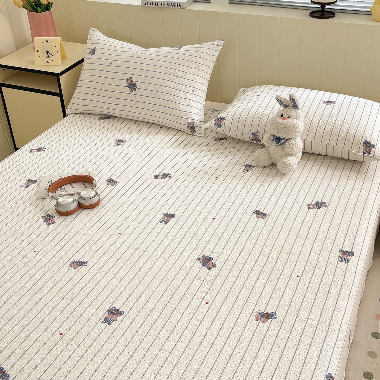 91家纺网 家纺一手货源 找家纺 青泽家纺 2025新款双层纱床单单品床单单件单床单 乖乖象