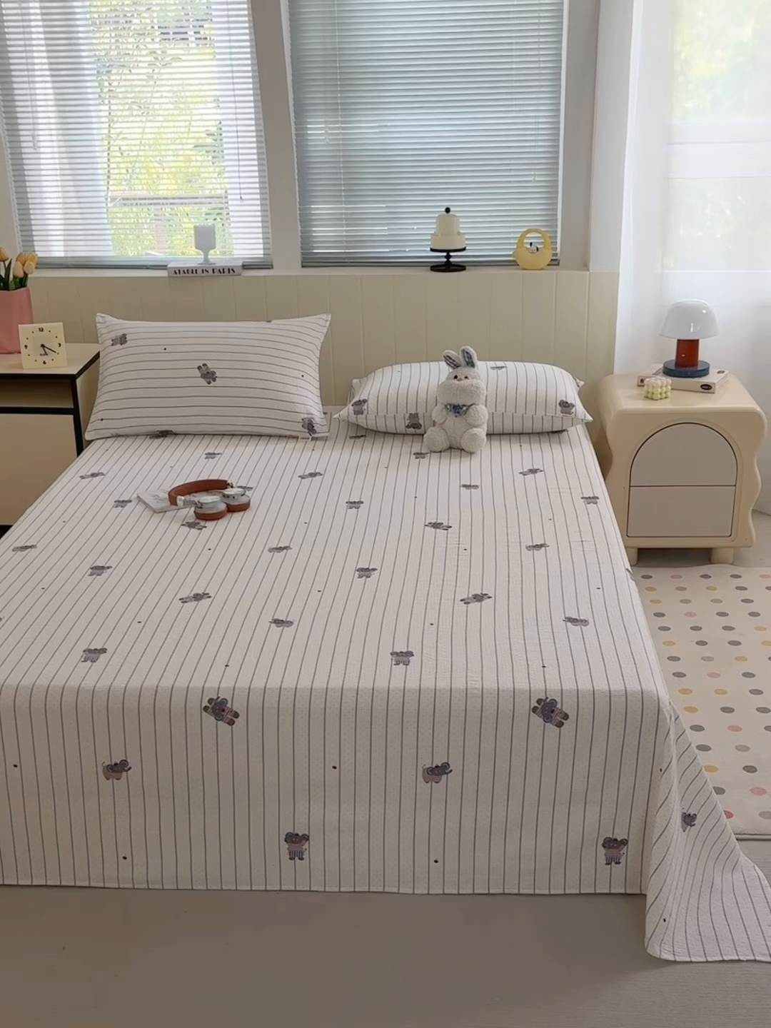 91家纺网 家纺一手货源 找家纺 青泽家纺 2025新款双层纱床单单品床单单件单床单 乖乖象