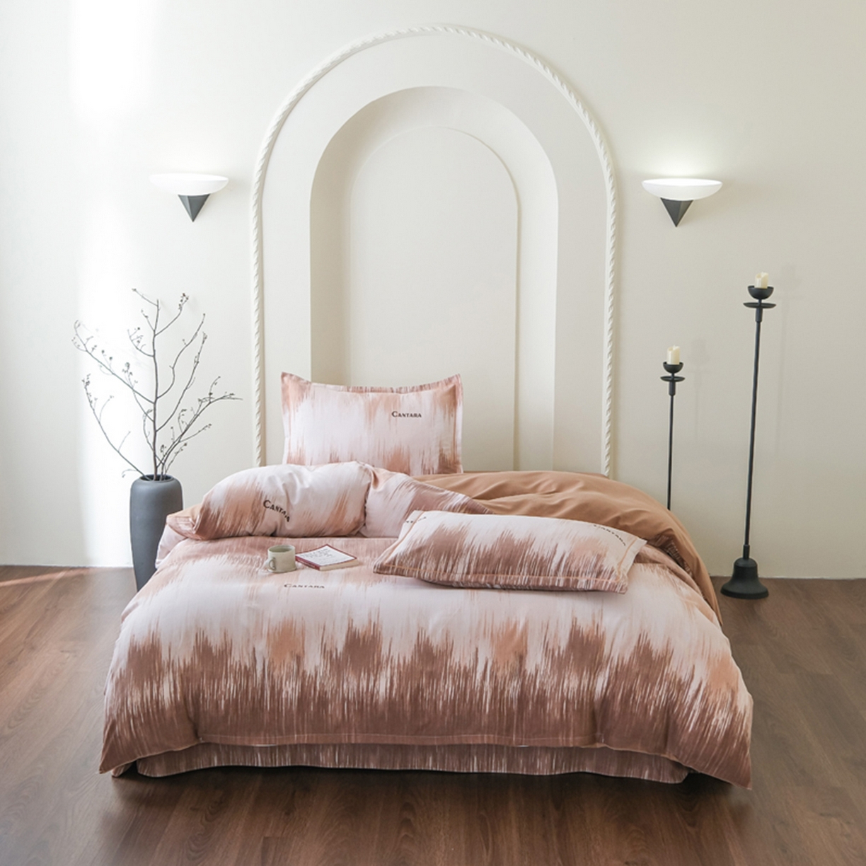 91家纺网 家纺一手货源 找家纺 慕绸家纺（原萌宝老粗布厂家） 2025秋冬新款加厚纯棉磨毛印花四件套 焦糖慕斯