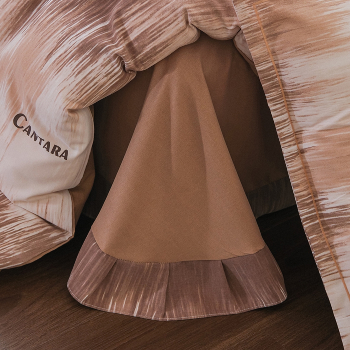 91家纺网 家纺一手货源 找家纺 慕绸家纺（原萌宝老粗布厂家） 2025秋冬新款加厚纯棉磨毛印花四件套 焦糖慕斯