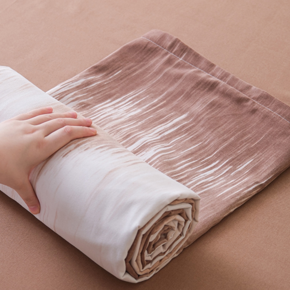 慕绸家纺（原萌宝老粗布厂家） 2025秋冬新款加厚纯棉磨毛印花四件套 焦糖慕斯