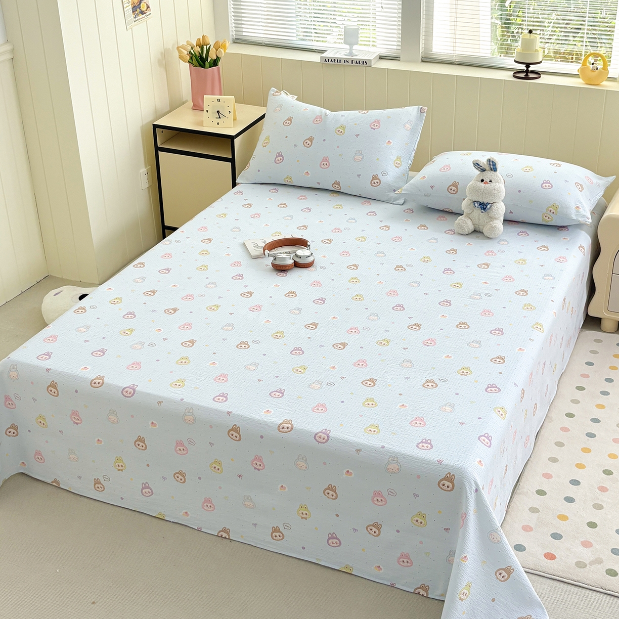 91家纺网 家纺一手货源 找家纺 青泽家纺 2025新款双层纱床单单品床单单件单床单 海盐耶耶