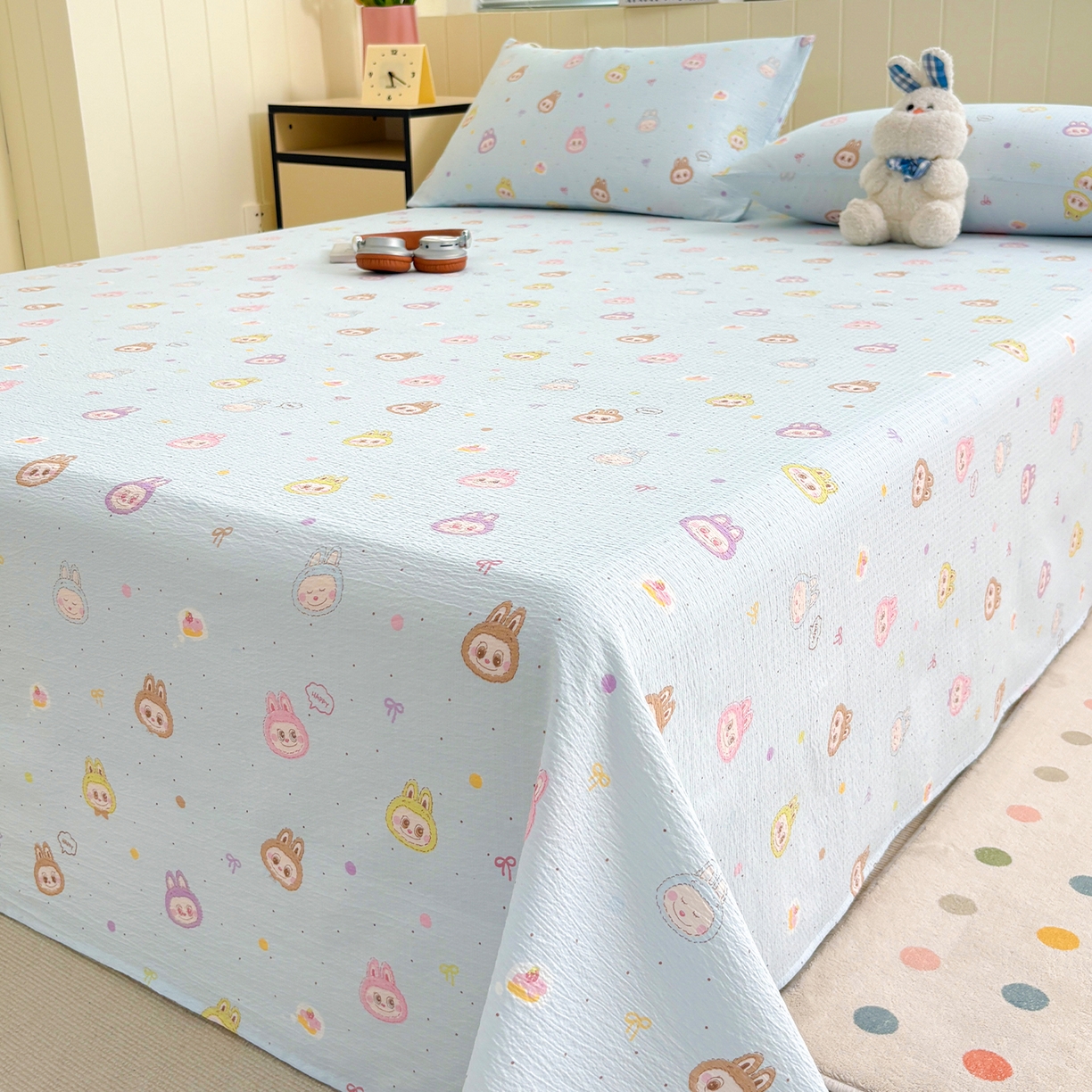 91家纺网 家纺一手货源 找家纺 青泽家纺 2025新款双层纱床单单品床单单件单床单 海盐耶耶