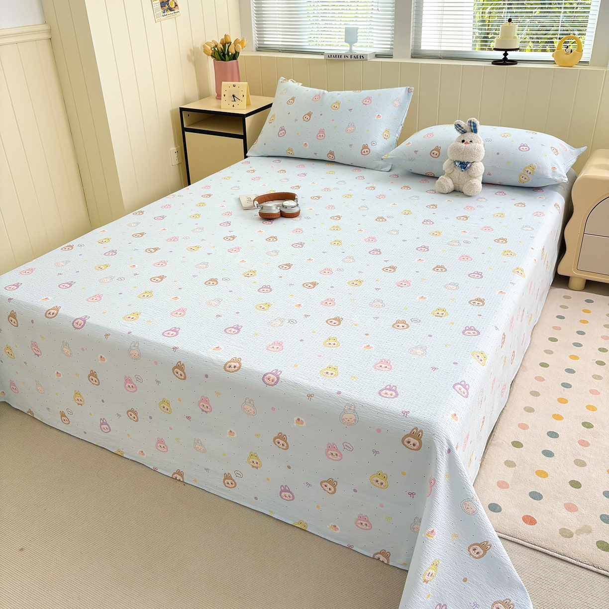 91家纺网 家纺一手货源 找家纺 青泽家纺 2025新款双层纱床单单品床单单件单床单 海盐耶耶