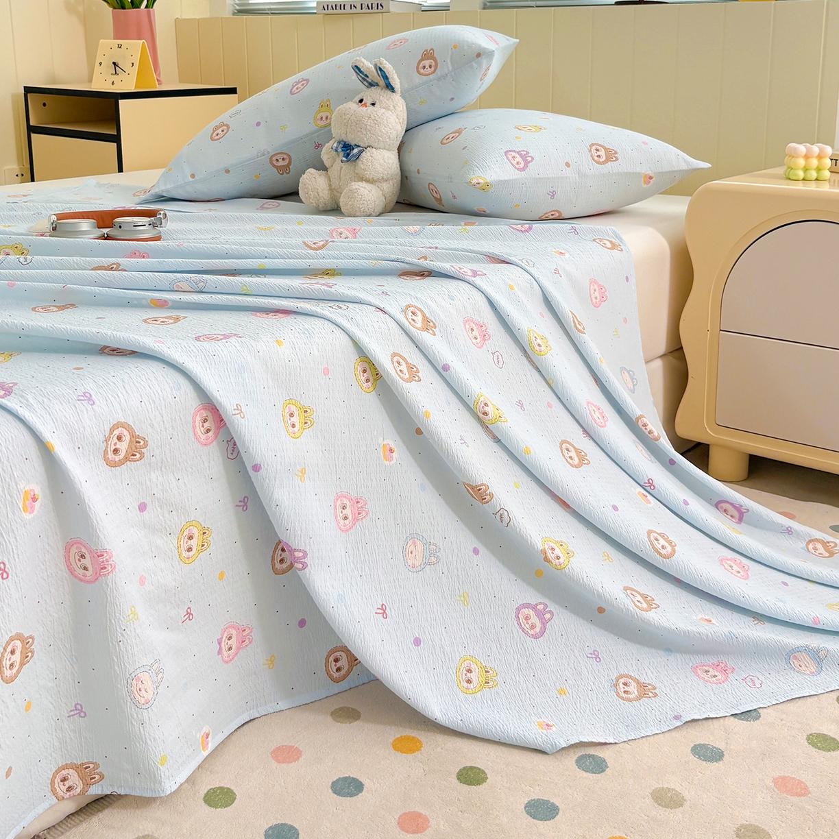 91家纺网 家纺一手货源 找家纺 青泽家纺 2025新款双层纱床单单品床单单件单床单 海盐耶耶