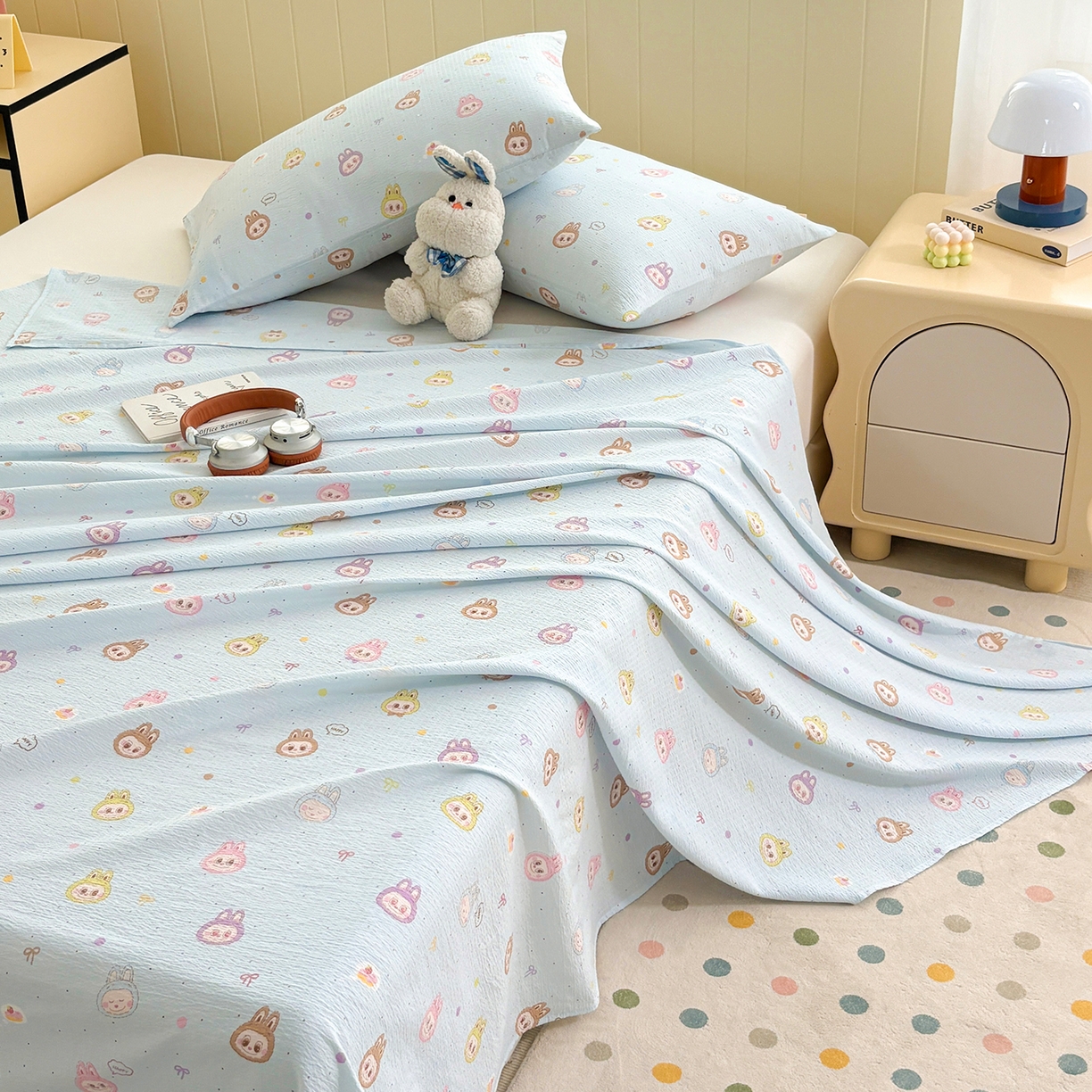 91家纺网 家纺一手货源 找家纺 青泽家纺 2025新款双层纱床单单品床单单件单床单 海盐耶耶