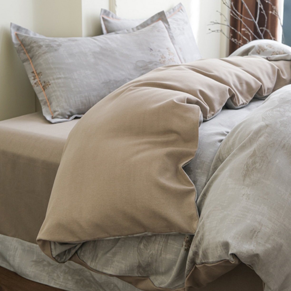 91家纺网 家纺一手货源 找家纺 慕绸家纺（原萌宝老粗布厂家） 2025秋冬新款加厚纯棉磨毛印花四件套 锦绣山河