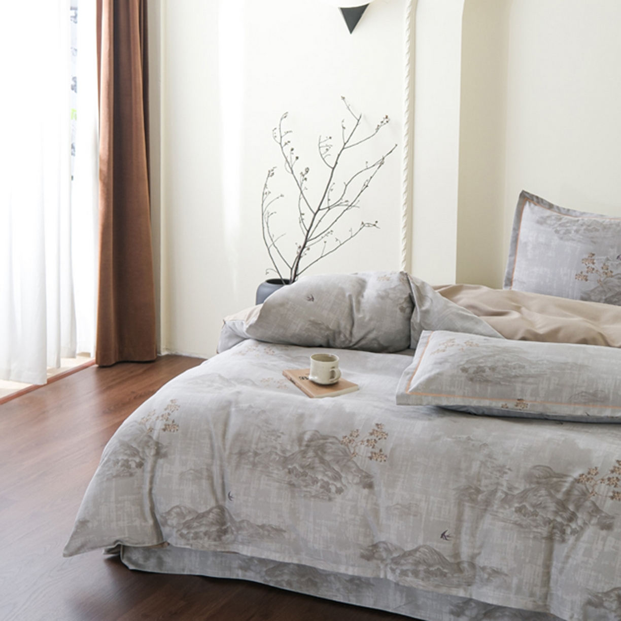 91家纺网 家纺一手货源 找家纺 慕绸家纺（原萌宝老粗布厂家） 2025秋冬新款加厚纯棉磨毛印花四件套 锦绣山河