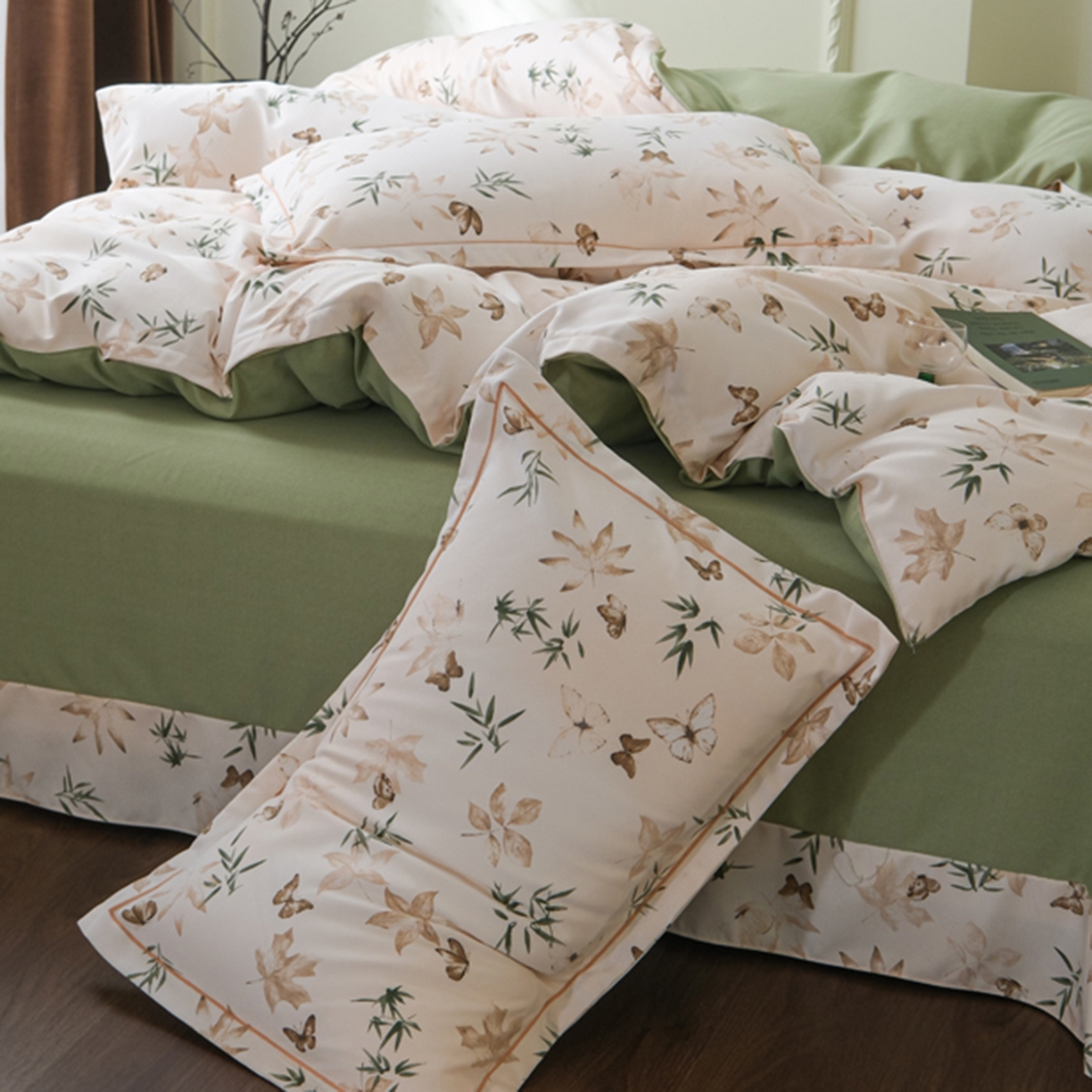 91家纺网 家纺一手货源 找家纺 慕绸家纺（原萌宝老粗布厂家） 2025秋冬新款加厚纯棉磨毛印花四件套 林野之风