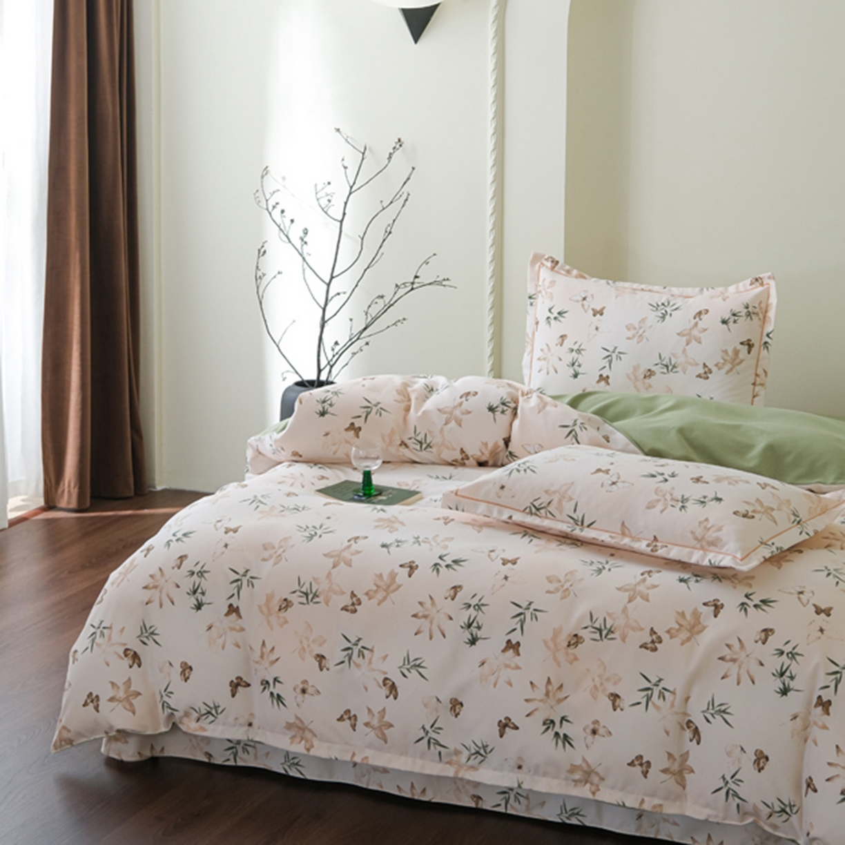 91家纺网 家纺一手货源 找家纺 慕绸家纺（原萌宝老粗布厂家） 2025秋冬新款加厚纯棉磨毛印花四件套 林野之风