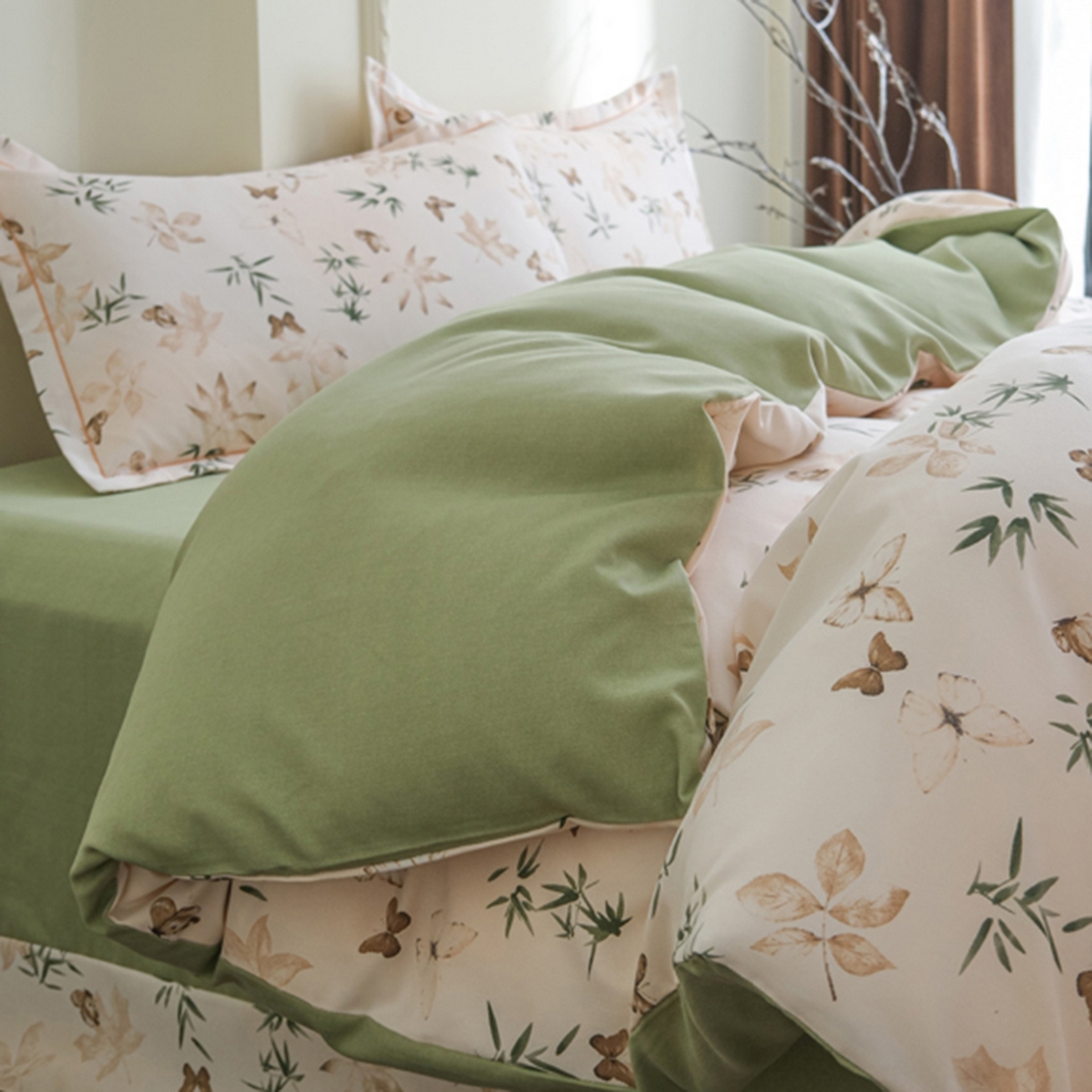 91家纺网 家纺一手货源 找家纺 慕绸家纺（原萌宝老粗布厂家） 2025秋冬新款加厚纯棉磨毛印花四件套 林野之风