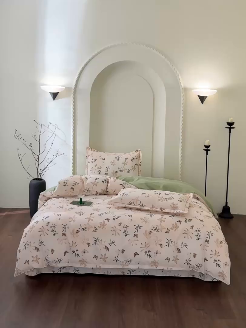 91家纺网 家纺一手货源 找家纺 慕绸家纺（原萌宝老粗布厂家） 2025秋冬新款加厚纯棉磨毛印花四件套 林野之风