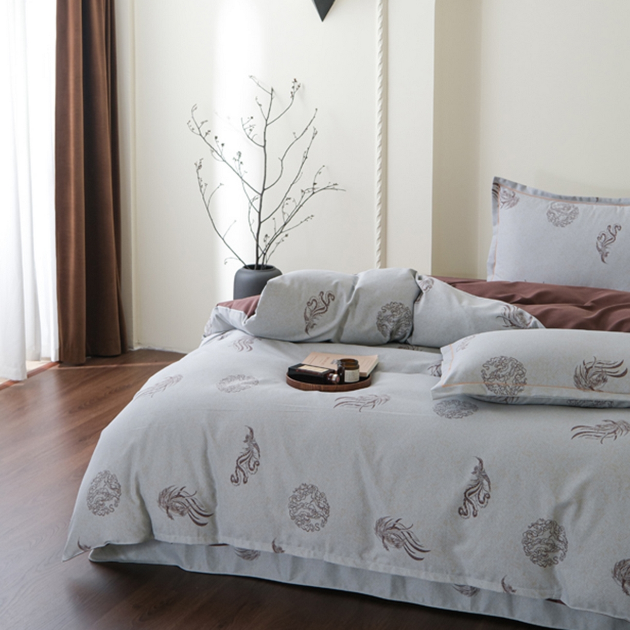 91家纺网 家纺一手货源 找家纺 慕绸家纺（原萌宝老粗布厂家） 2025秋冬新款加厚纯棉磨毛印花四件套 龙凤呈祥