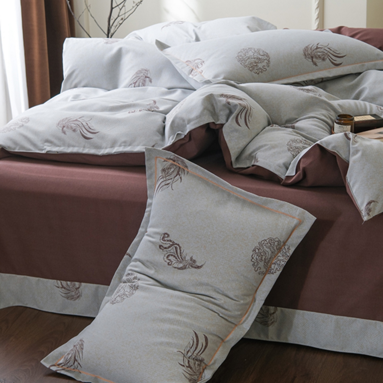 91家纺网 家纺一手货源 找家纺 慕绸家纺（原萌宝老粗布厂家） 2025秋冬新款加厚纯棉磨毛印花四件套 龙凤呈祥