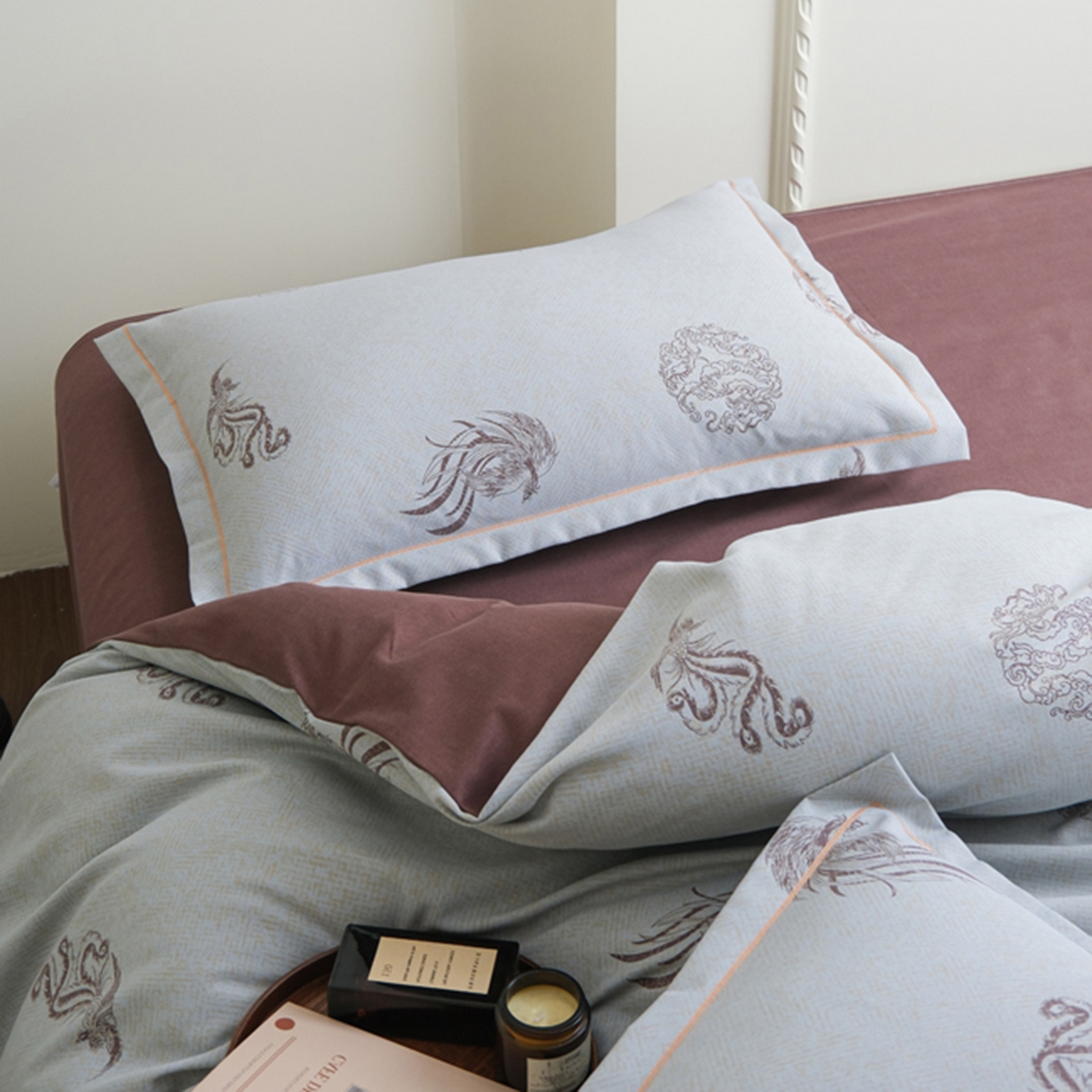 91家纺网 家纺一手货源 找家纺 慕绸家纺（原萌宝老粗布厂家） 2025秋冬新款加厚纯棉磨毛印花四件套 龙凤呈祥