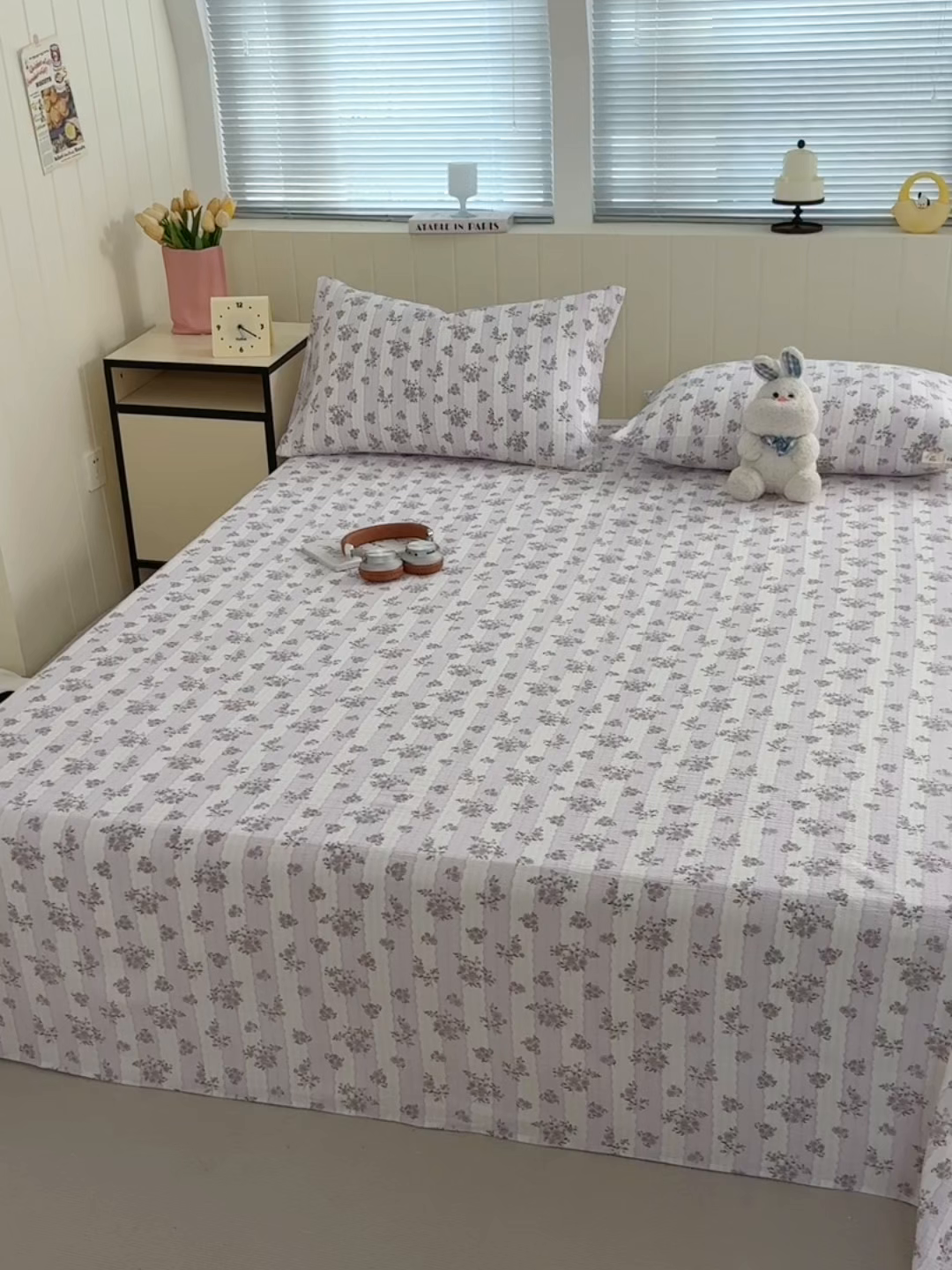 91家纺网 家纺一手货源 找家纺 青泽家纺 2025新款双层纱床单单品床单单件单床单 花轻舞