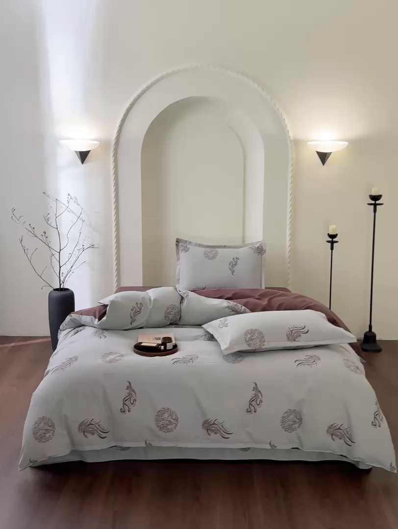 91家纺网 家纺一手货源 找家纺 慕绸家纺（原萌宝老粗布厂家） 2025秋冬新款加厚纯棉磨毛印花四件套 龙凤呈祥