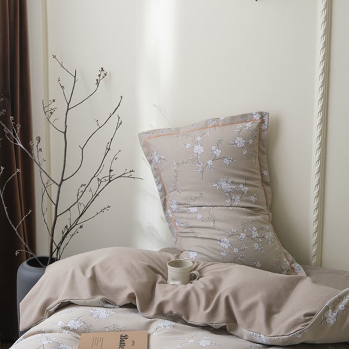 91家纺网 家纺一手货源 找家纺 慕绸家纺（原萌宝老粗布厂家） 2025秋冬新款加厚纯棉磨毛印花四件套 梅林春晓