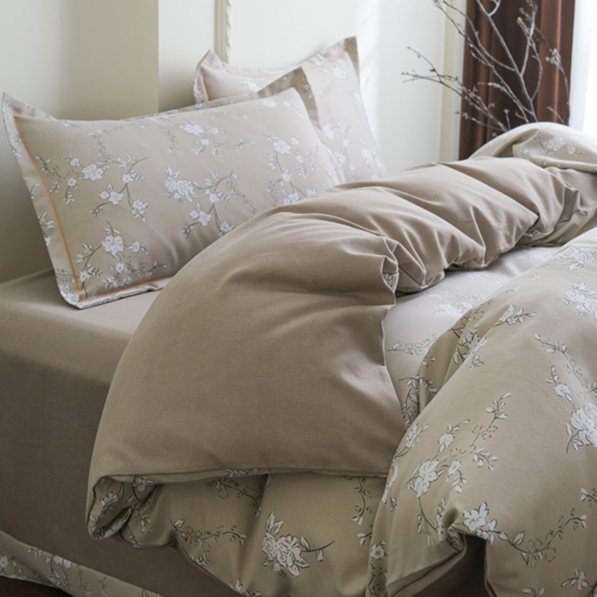 91家纺网 家纺一手货源 找家纺 慕绸家纺（原萌宝老粗布厂家） 2025秋冬新款加厚纯棉磨毛印花四件套 梅林春晓