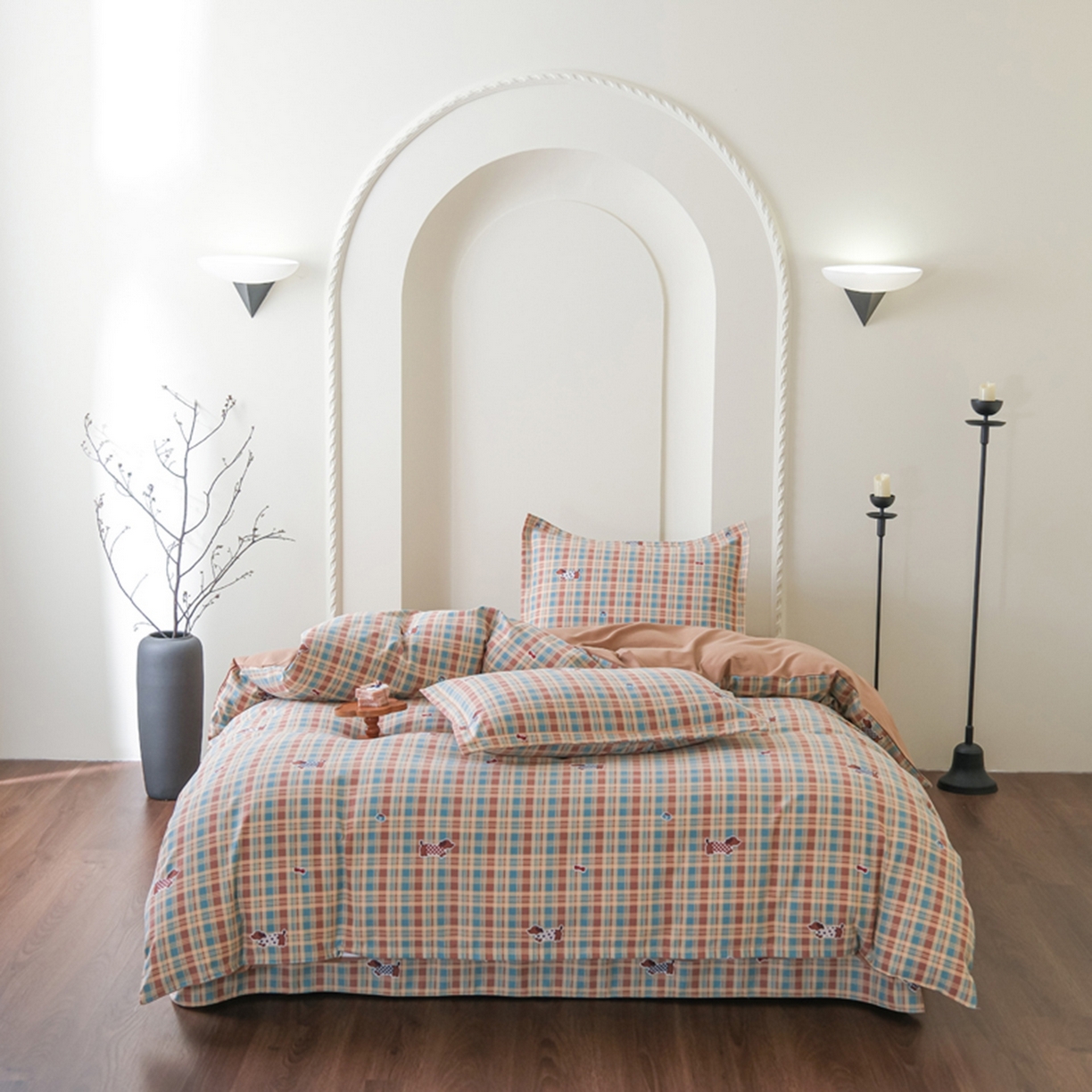 91家纺网 家纺一手货源 找家纺 慕绸家纺（原萌宝老粗布厂家） 2025秋冬新款加厚纯棉磨毛印花四件套 美式香肠狗