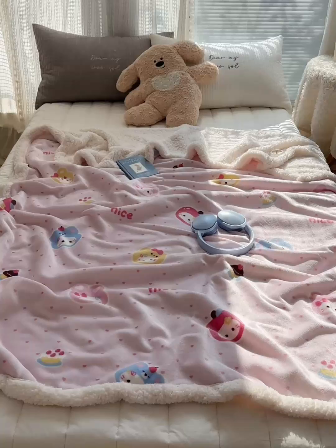 91家纺网 家纺一手货源 找家纺 美乐迪  2025新款牛奶绒羊羔绒毛毯 甜心派对