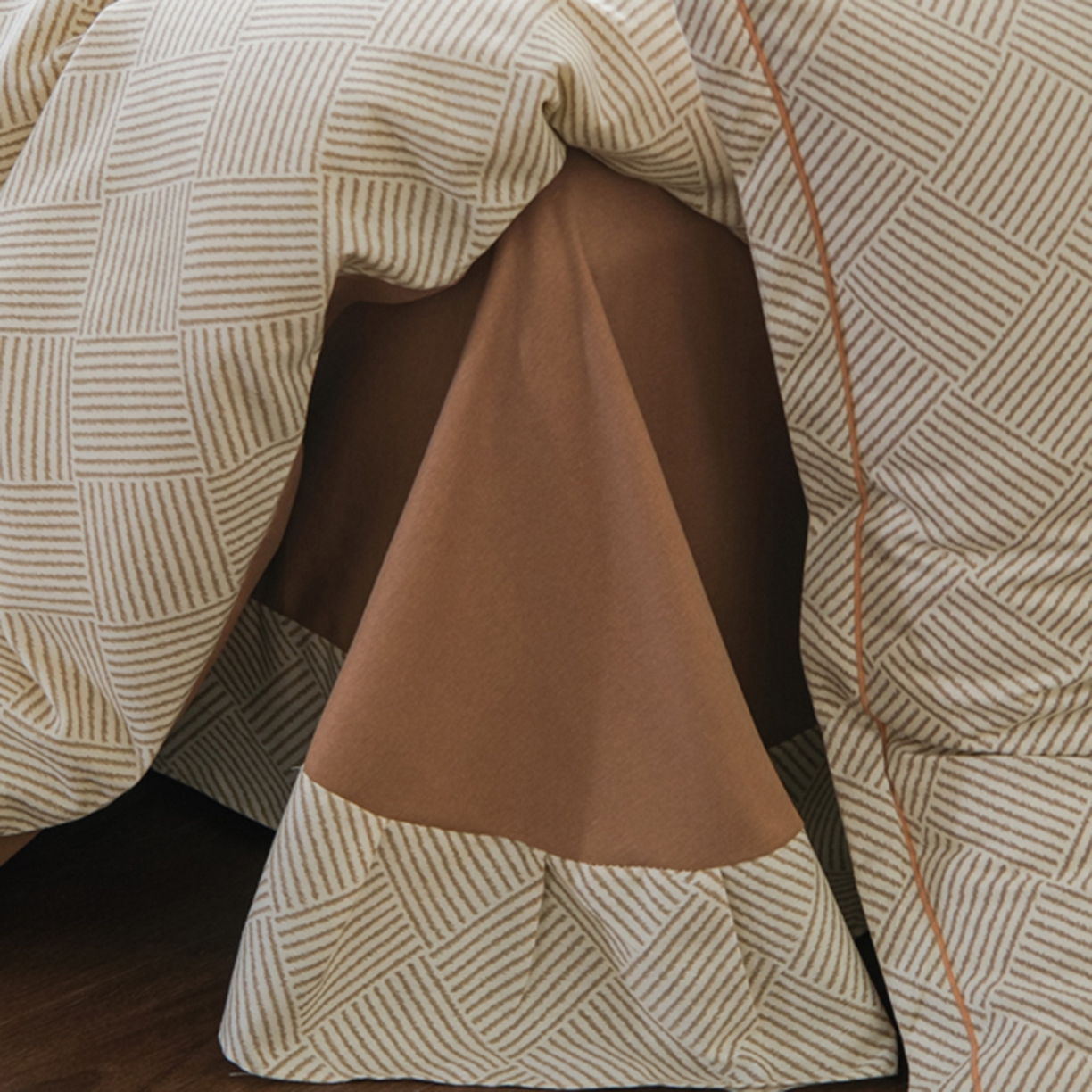 91家纺网 家纺一手货源 找家纺 慕绸家纺（原萌宝老粗布厂家） 2025秋冬新款加厚纯棉磨毛印花四件套 摩卡