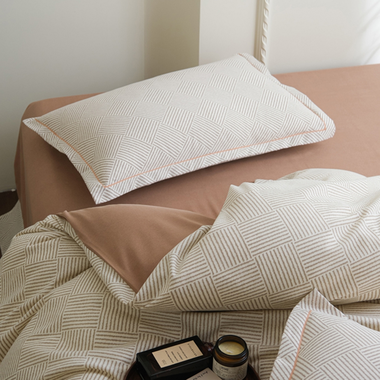 91家纺网 家纺一手货源 找家纺 慕绸家纺（原萌宝老粗布厂家） 2025秋冬新款加厚纯棉磨毛印花四件套 摩卡