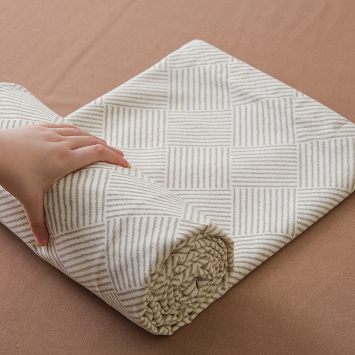 慕绸家纺（原萌宝老粗布厂家） 2025秋冬新款加厚纯棉磨毛印花四件套 摩卡