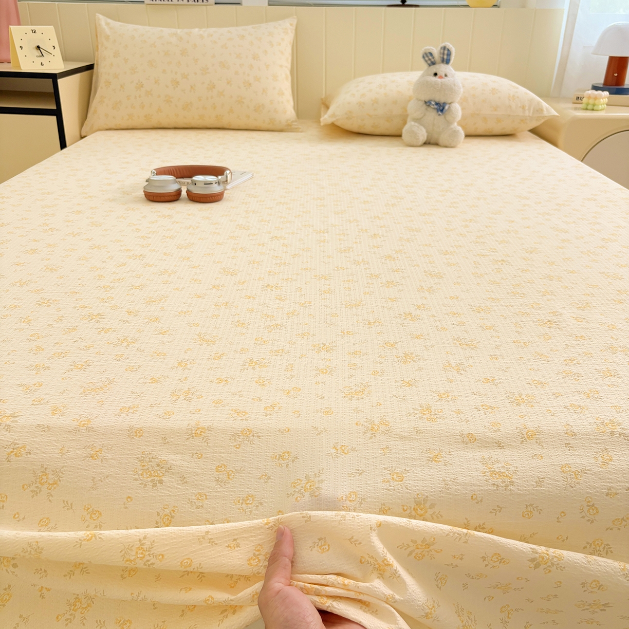 91家纺网 家纺一手货源 找家纺 青泽家纺 2025新款双层纱床单单品床单单件单床单 梨花落